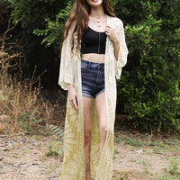 Ombre Ochre Yellow Lace Kimono