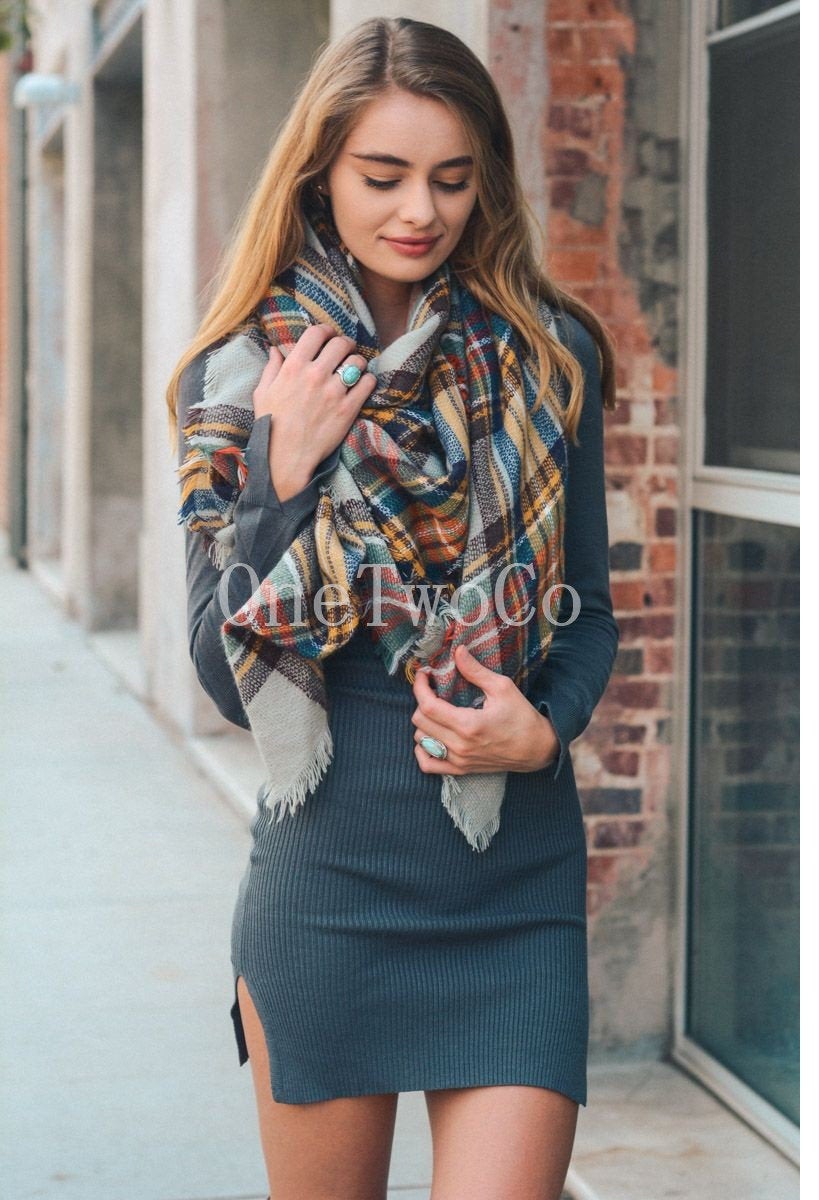 plaid scarf, teacher gift, Gift under 20,Gift for her, cashmere feel scarf, christmas scarf,christmas gift,