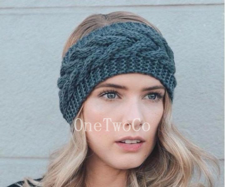 grey cable knit winter headband, cable knit gifts, gift for teacher, gift for mom, fall accessories, gift for teen, gifts under 20