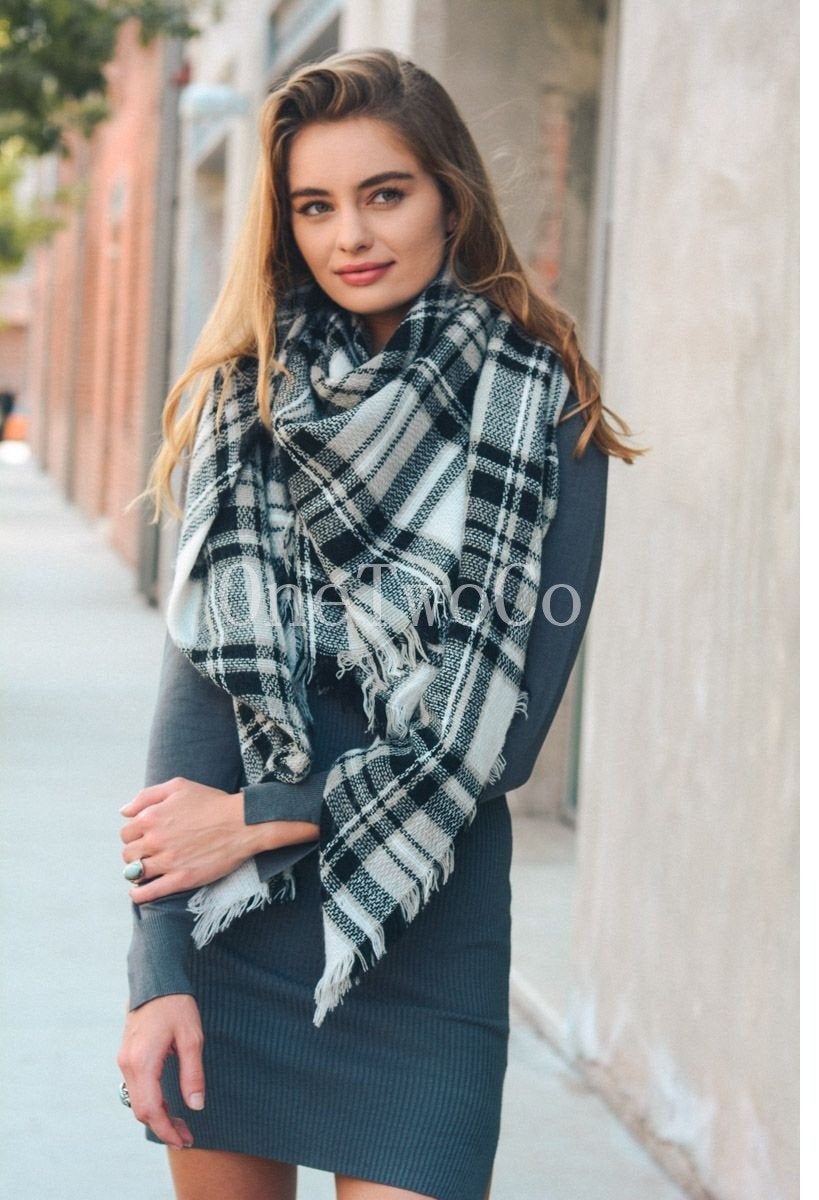 Secret Santa Gift for Women, for Coworker Gift Exchange, Nice Secret Santa Gift, for her under 20, Plaid Blanket Scarf, Tartan Plaid Scarf
