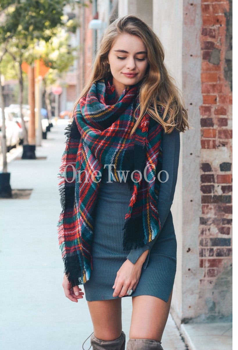 Secret Santa Gift for Women, for Coworker Gift Exchange, Nice Secret Santa Gift, for her under 20, Plaid Blanket Scarf, Tartan Plaid Scarf