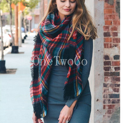 Secret Santa Gift for Women, for Coworker Gift Exchange, Nice Secret Santa Gift, for her under 20, Plaid Blanket Scarf, Tartan Plaid Scarf