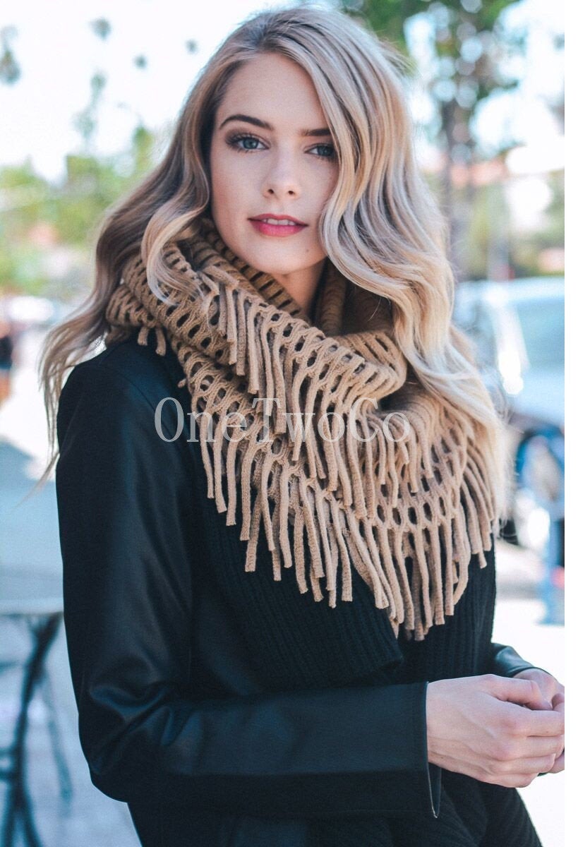 Ivory Infinity Scarf, Knit Scarves, Best Friend Gift,Gifts Under 30,Teen Gifts,for Christmas,Teenage Girl Gifts,College Student Gift