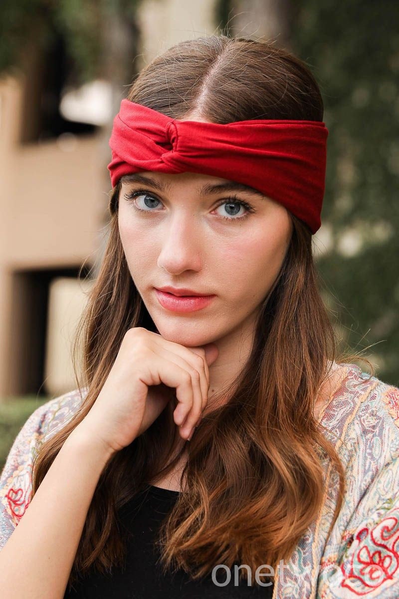 Red headband, Twist Headband,Yoga Headband,Fitness Headband, Nurse headband, Wide headband, Solid Color Headband, Football Headband