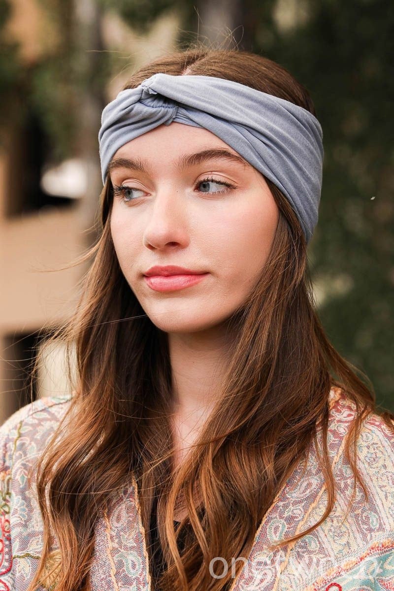 Light Blue headband, Twist Headband,Yoga Headband,Fitness Headband, Nurse headband, Wide headband, Solid Color Headband, Football Headband