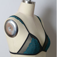 Lace Bralette, triangle lace bralette, Teal Green lace bralette, lace top, bralette top, scalloped lace, Eyelet Lace, T-Back Bralettes