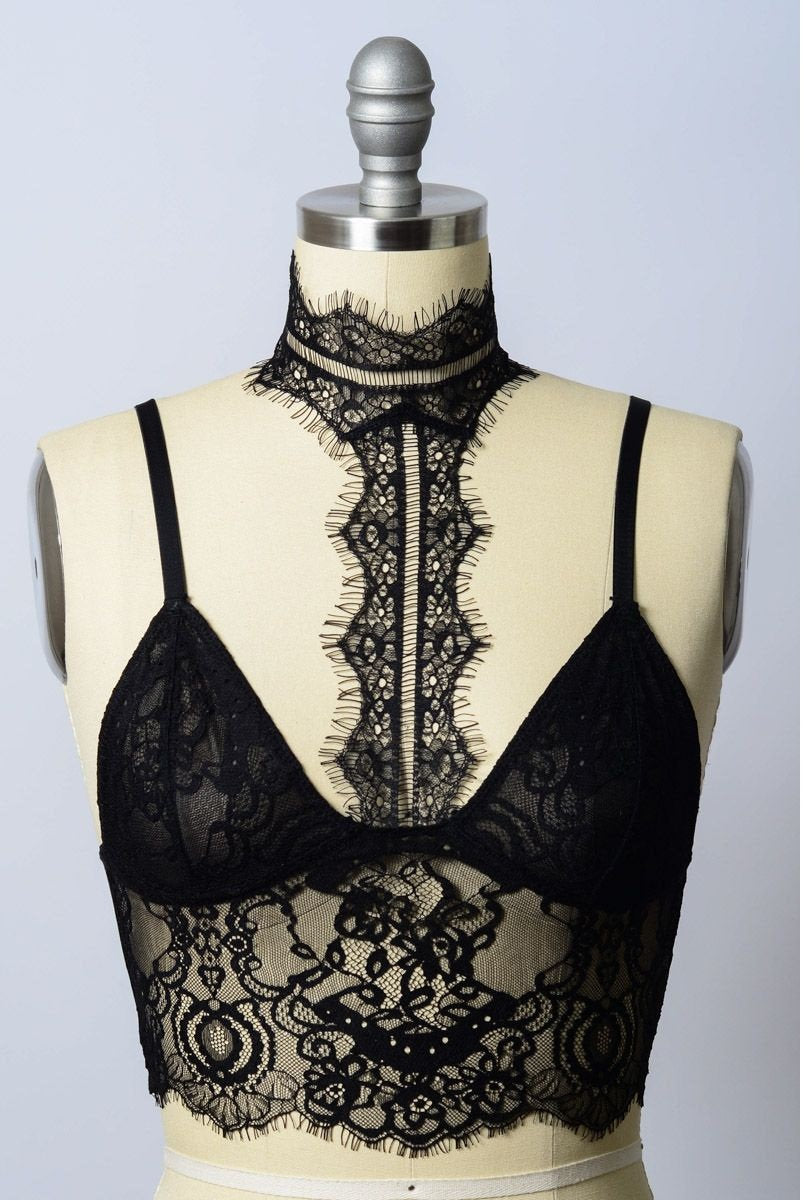 Choker Longline Bralette, Lace Bralette, lace bra, lacy bralette, bridesmaid gift, sexy bralette, sexy lingerie, lace lingerie