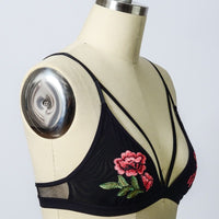 Bralette, Rose Embroidery Bralette, sexy bralette, bralette top, sexy lingerie, lace lingerie