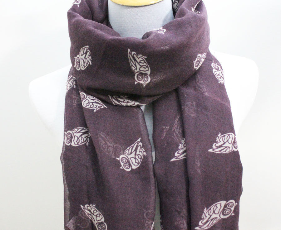 Purple Owl Scarf - Bean Concept - Etsy