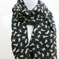 Black Cat Chiffon Scarf - Bean Concept - Etsy