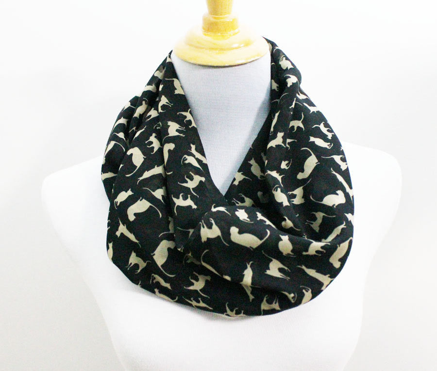 Black Cat Chiffon Infinity Scarf - Bean Concept - Etsy