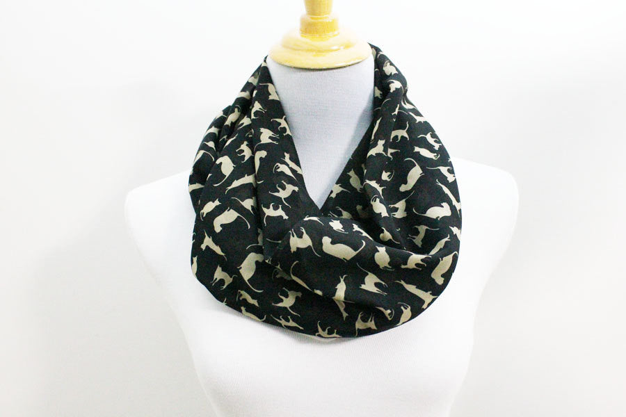 Black Cat Chiffon Infinity Scarf - Bean Concept - Etsy