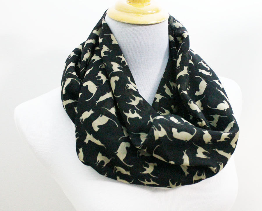 Black Cat Chiffon Infinity Scarf - Bean Concept - Etsy