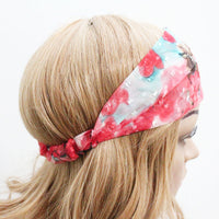 Red Floral Chiffon Turban Hair Band Elastic Band - Bean Concept - Etsy