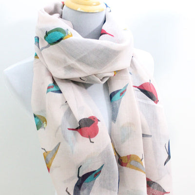 Linen Pink Bird Scarf - Bean Concept - Etsy