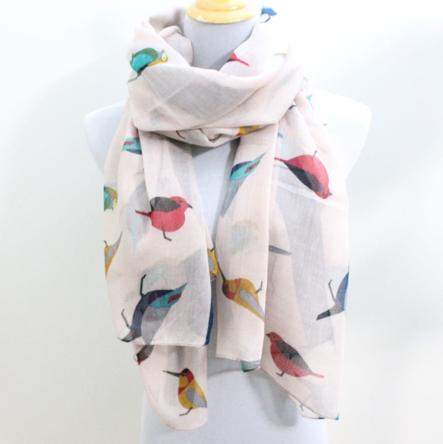 Linen Pink Bird Scarf - Bean Concept - Etsy