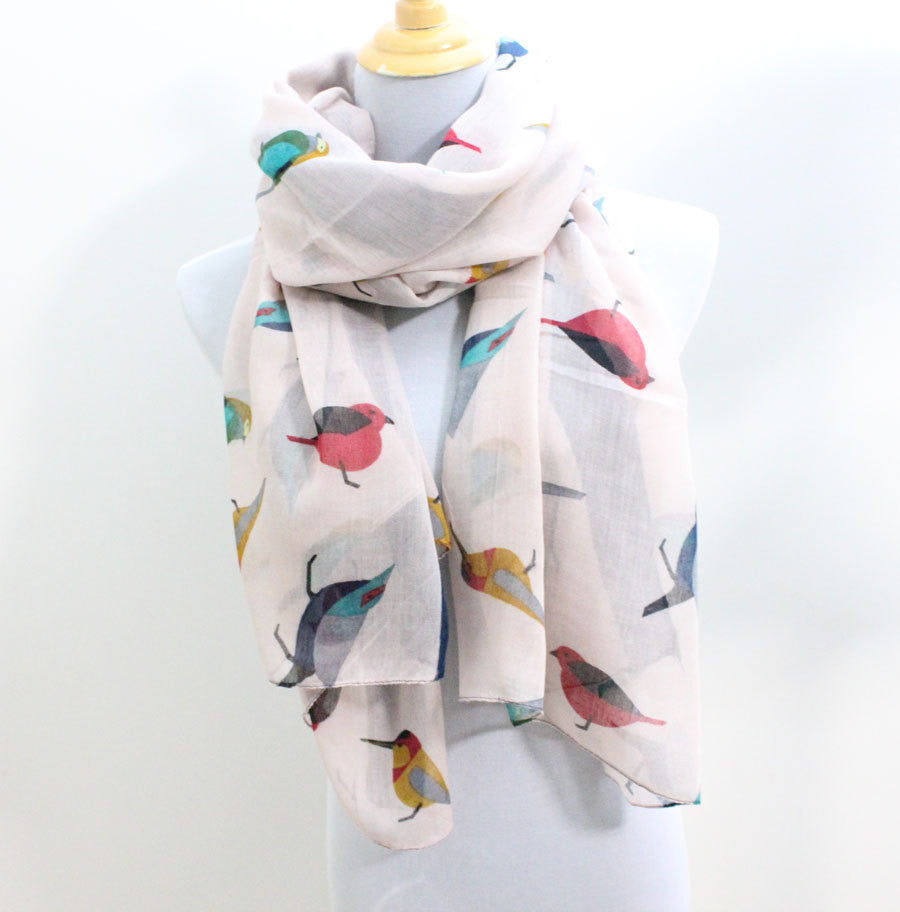 Linen Pink Bird Scarf - Bean Concept - Etsy