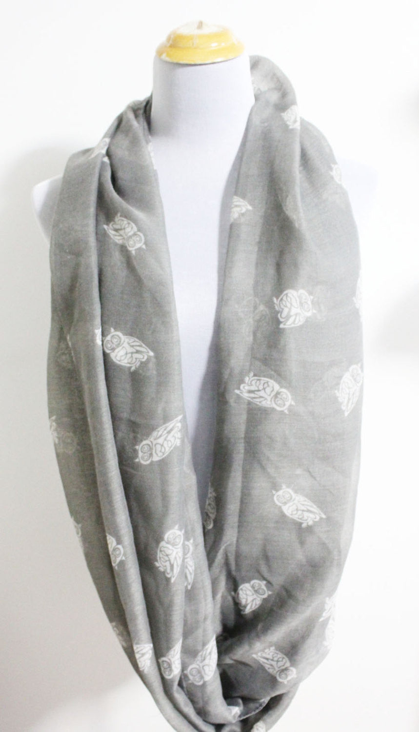 Taupe Owl Infinity Scarf - Bean Concept - Etsy