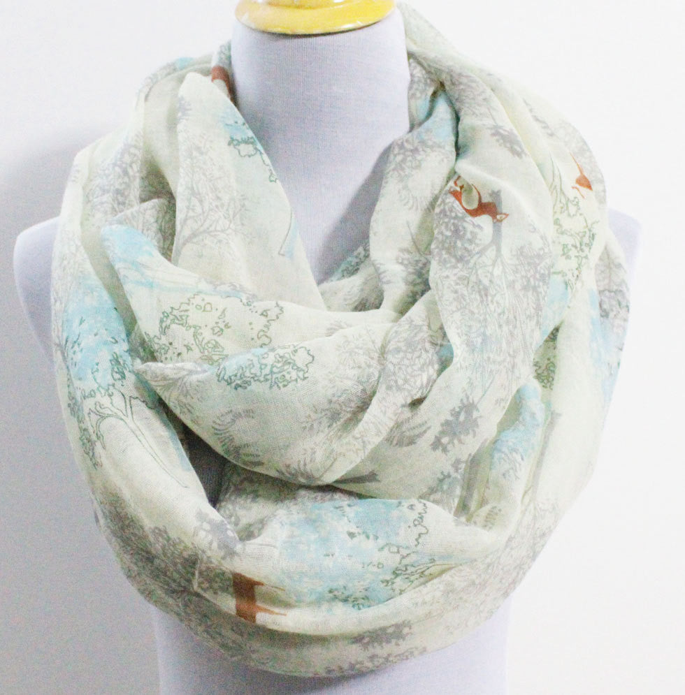 Pink Life of Tree with Deer Infinity Scarf - Bean Concept - Etsy