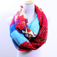 Blue and Red Skull Infinity Scarf with Tree Print - Bean Concept - Etsy