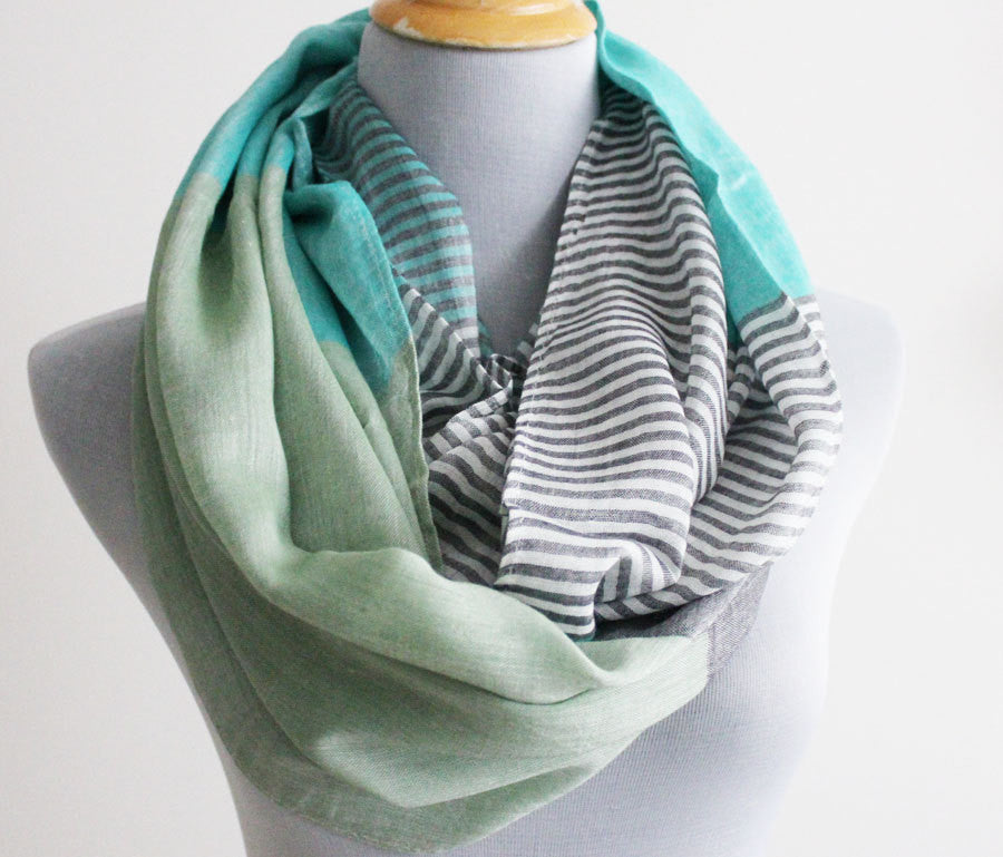 Gray Striped Infinity scarf - Bean Concept - Etsy