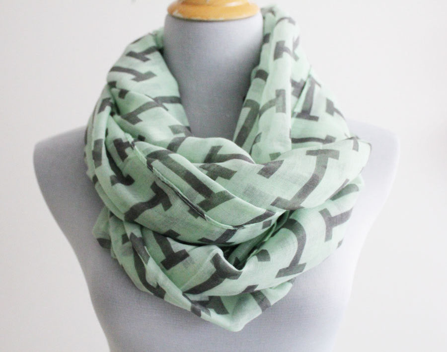 Mint Green Aztec Infinity Scarf - Bean Concept - Etsy