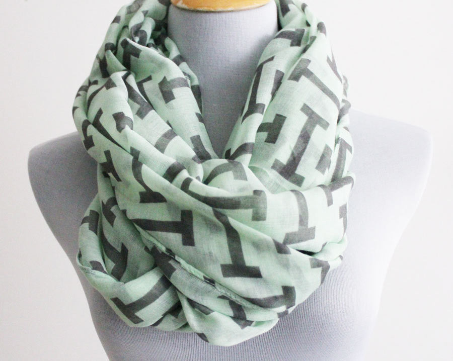 Mint Green Aztec Infinity Scarf - Bean Concept - Etsy