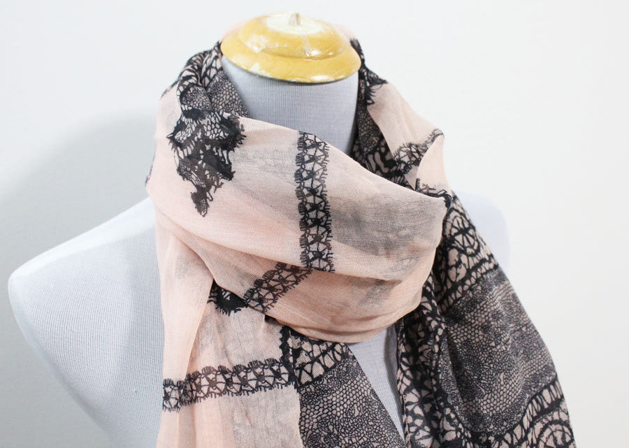 Pink Paisley Pattern Scarf - Bean Concept - Etsy