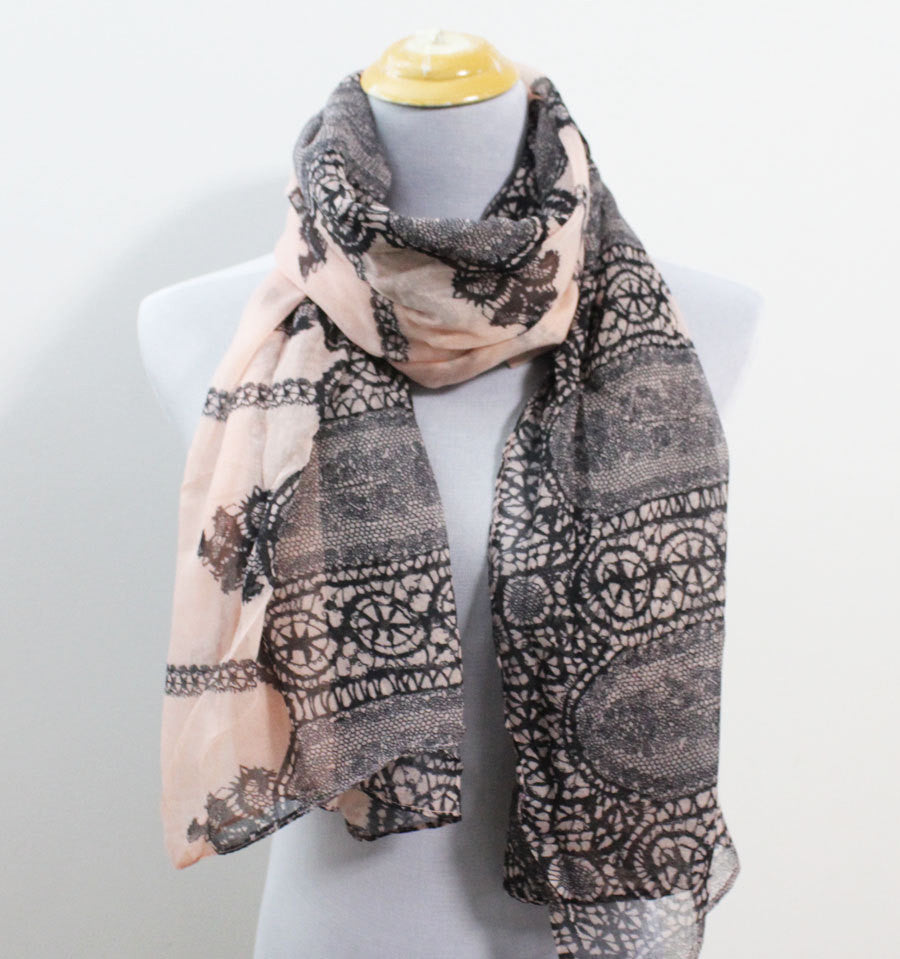 Pink Paisley Pattern Scarf - Bean Concept - Etsy