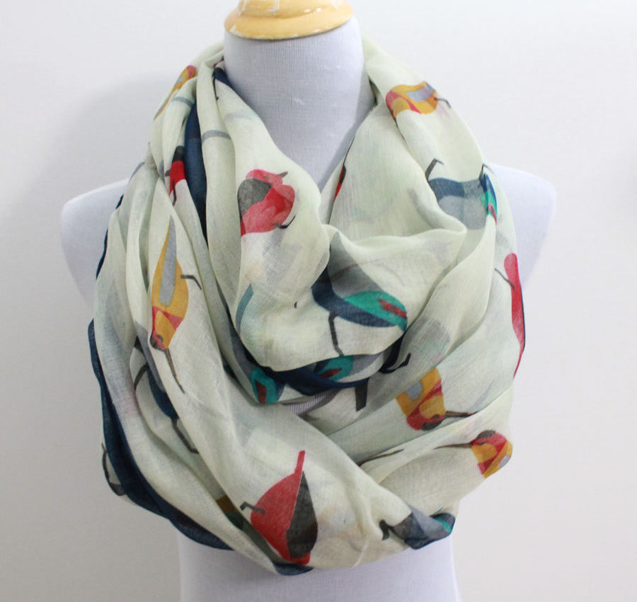 Beige Birds Infinity Scarf - Bean Concept - Etsy