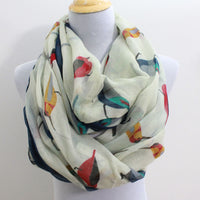 Beige Birds Infinity Scarf - Bean Concept - Etsy