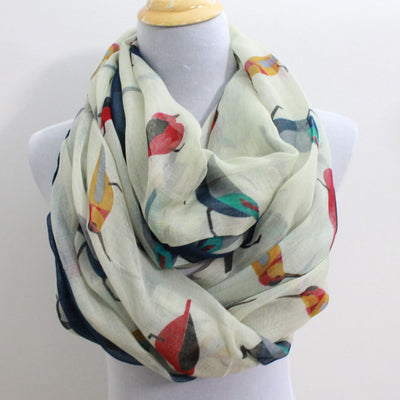 Beige Birds Infinity Scarf - Bean Concept - Etsy