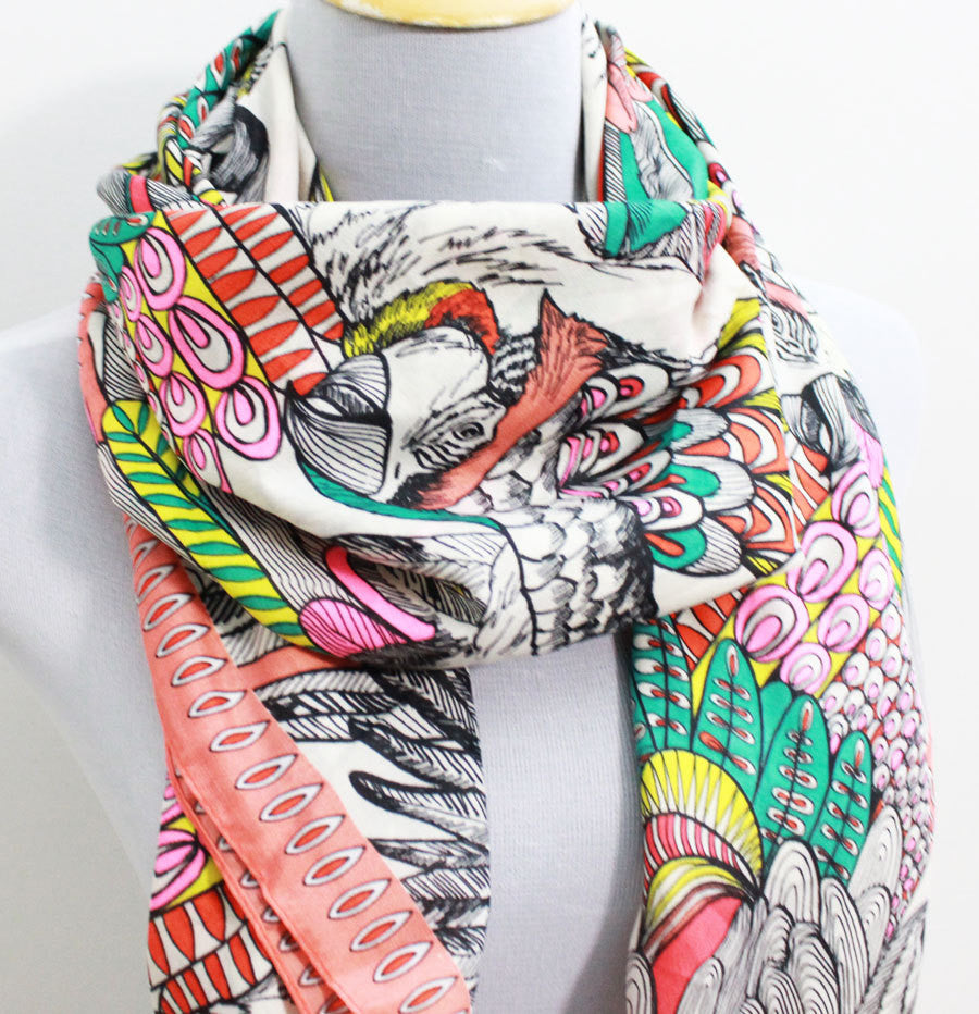 White Parrot Wings Square Scarf - Bean Concept - Etsy