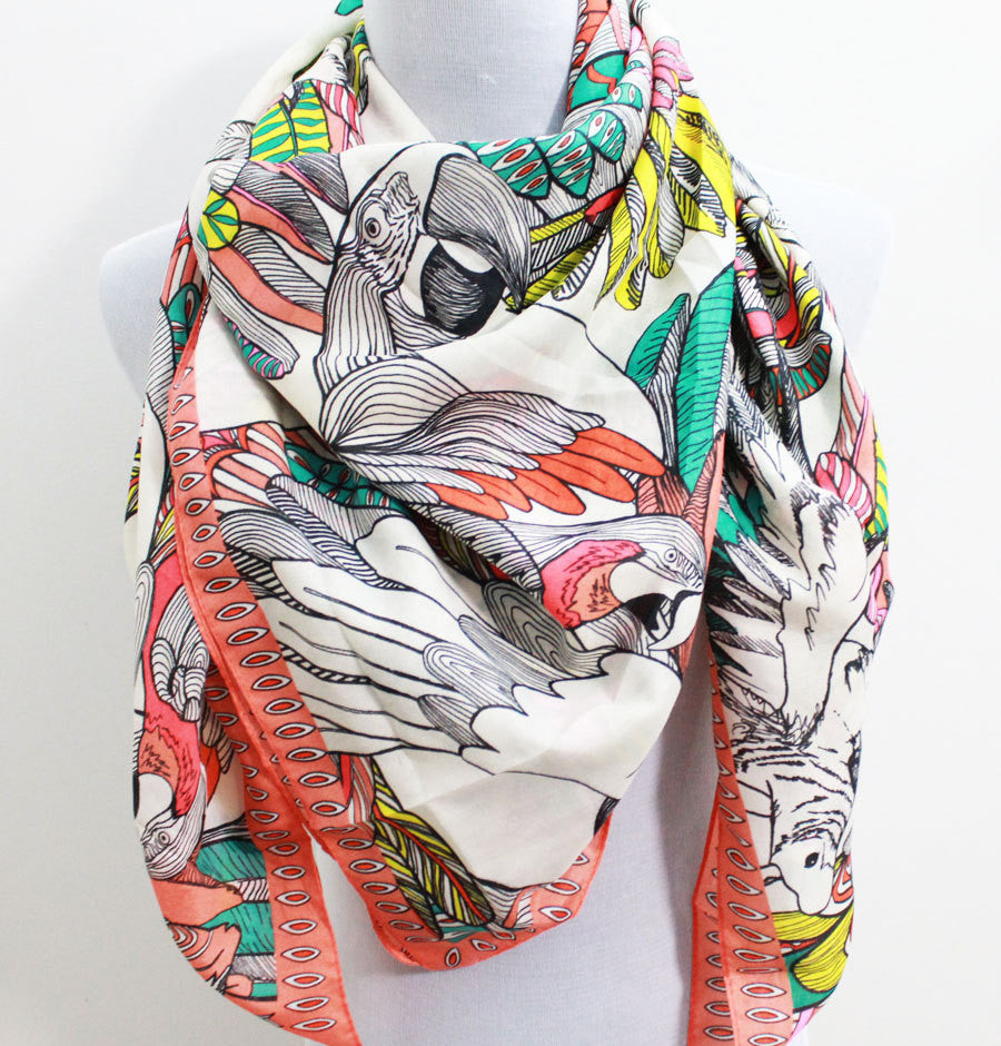 White Parrot Wings Square Scarf - Bean Concept - Etsy