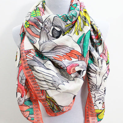 White Parrot Wings Square Scarf - Bean Concept - Etsy