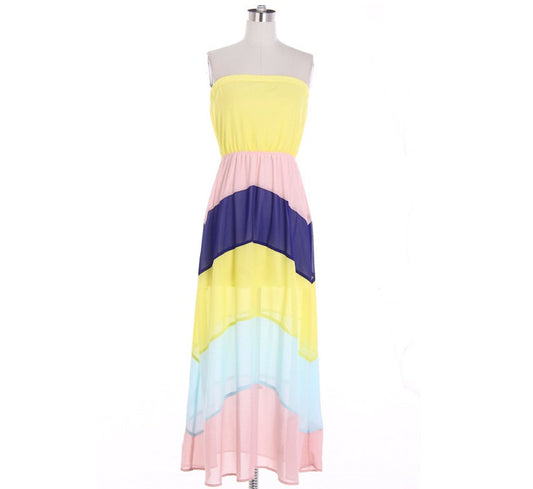 Strapless Colorblock Maxi Dress - Bean Concept - Etsy