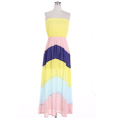 Strapless Colorblock Maxi Dress - Bean Concept - Etsy