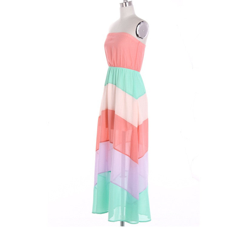 Strapless Colorblock Maxi Dress - Bean Concept - Etsy