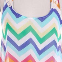 Summer Chevron Print Tank Top with Lace Trim - Bean Concept - Etsy