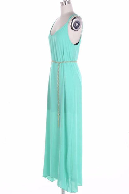Coral Maxi Dress with Lace and Golden Chain - Bean Concept - Etsy