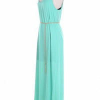 Coral Maxi Dress with Lace and Golden Chain - Bean Concept - Etsy