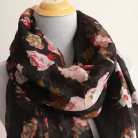 Black Flower Scarf - Bean Concept - Etsy