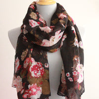 Black Flower Scarf - Bean Concept - Etsy