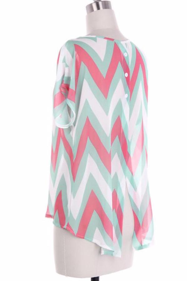 Soft Chevron Shirt With Back Buttons - Bean Concept - Etsy