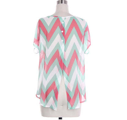 Soft Chevron Shirt With Back Buttons - Bean Concept - Etsy