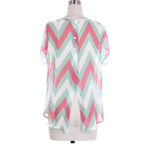 Soft Chevron Shirt With Back Buttons - Bean Concept - Etsy