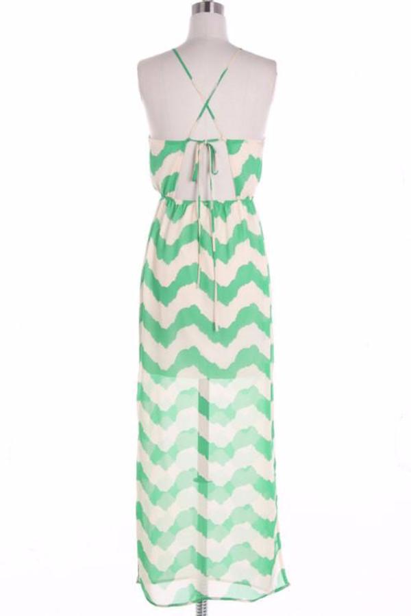 Coral Chevron Maxi Dress with Cross Strapes - Bean Concept - Etsy
