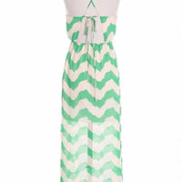 Coral Chevron Maxi Dress with Cross Strapes - Bean Concept - Etsy