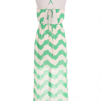 Mint Chevron Maxi Dress with Cross Strapes - Bean Concept - Etsy