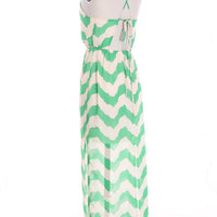 Mint Chevron Maxi Dress with Cross Strapes - Bean Concept - Etsy